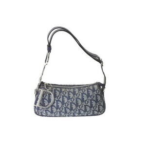 Christian Dior Trotter Hobo Shoulder Handbag Navy Blue